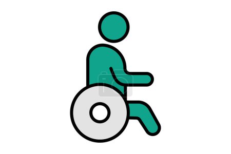 handicapped icon. people use wheelchairs. icon related to elderly. flat line icon style. old age element illustration