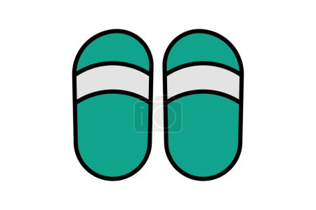 slippers icon. icon related to textile. flat line icon style. textile element illustration