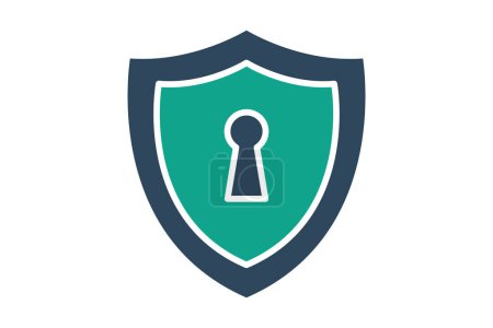 anti virus icon. shield with key. icon related to information technology. solid icon style. technology element vector illustration