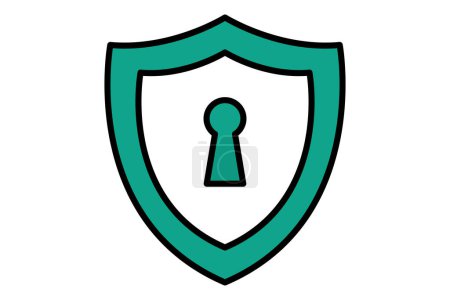 anti virus icon. shield with key. icon related to information technology. flat line icon style. technology element vector illustration