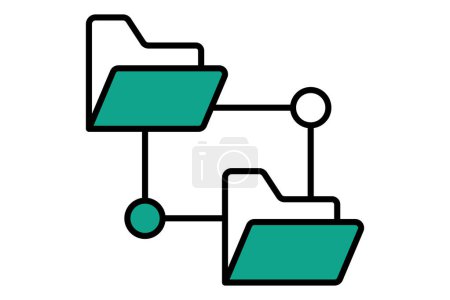 network folder icon. icon related to information technology. flat line icon style. technology element vector illustration