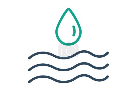 Storm water icon. water droplets with water below. icon related to utilities. line icon style. utilities elements vector illustration