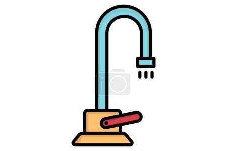 Faucet icon. icon related to dispensing. colored outline icon style. water elements vector illustration