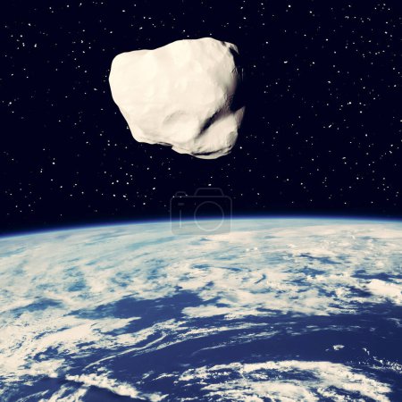 Foto de Asteroide sobre la tierra. Elementos de esta imagen proporcionados por la NASA - Imagen libre de derechos