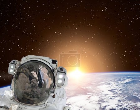Photo for Space station above the earth. The elements of this image furnished by NASA - Royalty Free Image