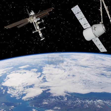 Foto de Naves espaciales en el espacio. Tema de ciencia. Los elementos de esta imagen proporcionados por la NASA - Imagen libre de derechos