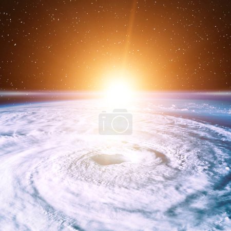 Téléchargez les photos : Lever de soleil, vue depuis l'espace. Les éléments de cette image fournis par la NASA - en image libre de droit