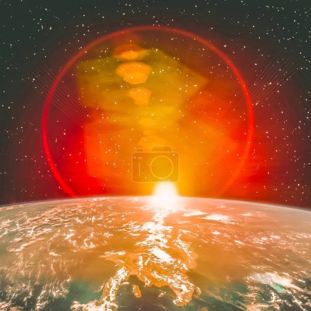 Photo for Planet earth and fascinating sunrise. The elements of this image furnished by NASA - Royalty Free Image