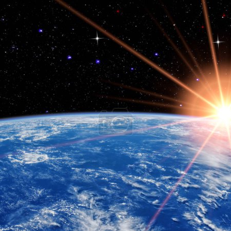 Téléchargez les photos : Épique lever de soleil de l'espace. Les éléments de cette image fournis par la NASA - en image libre de droit