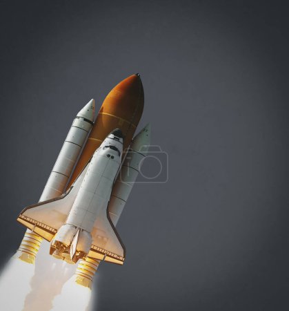 Photo for Spaceship launch in clouds.  The elements of this image furnished by NASA - Royalty Free Image