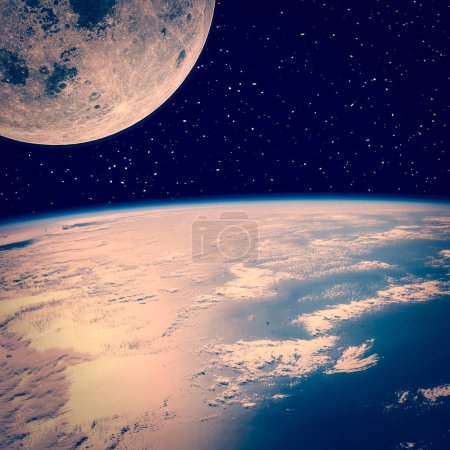 Téléchargez les photos : Terre et lune. Thème scientifique. L'espace extérieur. Les éléments de cette image fournis par la NASA - en image libre de droit