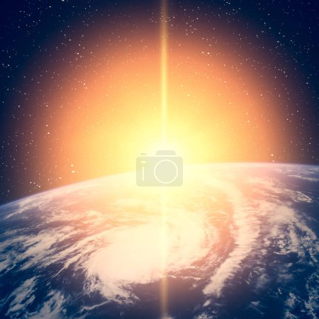 Téléchargez les photos : Épique lever de soleil de l'espace. Les éléments de cette image fournis par la NASA - en image libre de droit