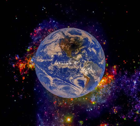 Foto de Vista de la tierra desde el cosmos. Los elementos de esta imagen proporcionados por la NASA - Imagen libre de derechos