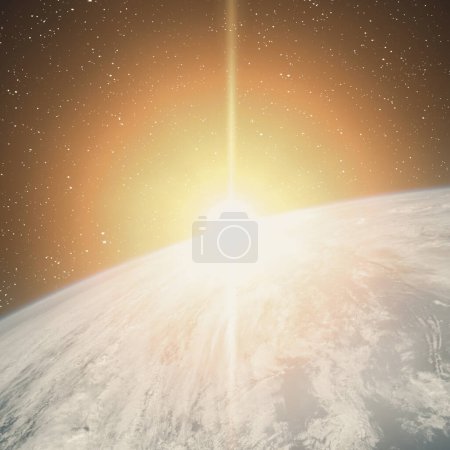 Foto de Amanecer épico desde el espacio. Los elementos de esta imagen proporcionados por la NASA - Imagen libre de derechos
