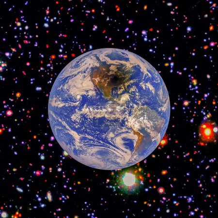 Foto de Vista de la tierra desde el cosmos. Los elementos de esta imagen proporcionados por la NASA - Imagen libre de derechos