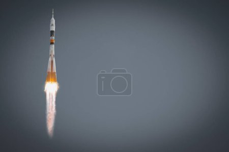 Photo for Rocket takes off into the sky. The elements of this image furnished by NASA - Royalty Free Image