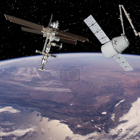 Foto de Naves espaciales en el espacio. Tema de ciencia. Los elementos de esta imagen proporcionados por la NASA - Imagen libre de derechos