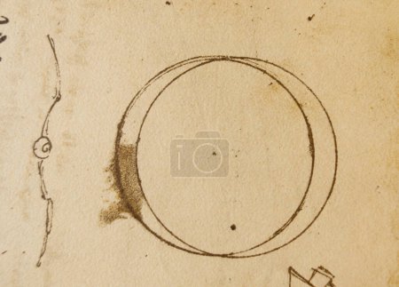 Foto de Manuscrito, dibujos, planos, círculo de Leonardo Da Vinci en el viejo libro The Codice Sul Volo, de E. Rouveyre, 1893 - Imagen libre de derechos