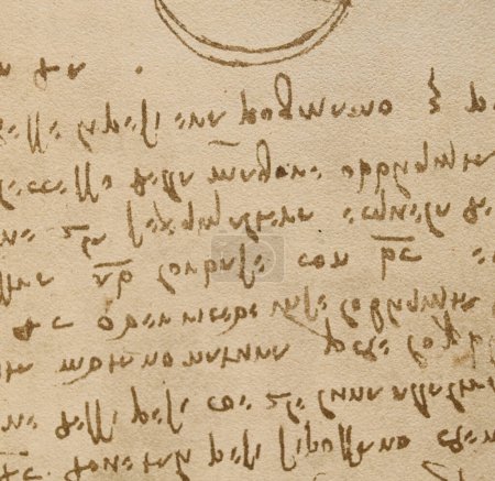 Foto de Manuscrito, dibujos, inscripciones, ciclo de Leonardo Da Vinci en el viejo libro The Codice Sul Volo, de E. Rouveyre, 1893 - Imagen libre de derechos