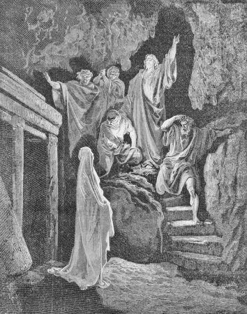 Téléchargez les photos : Résurrection de Lazare dans l'ancien livre La Bible en images, par G. Doreh, 189 - en image libre de droit
