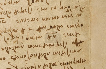 Foto de Manuscrito, dibujos, inscripciones de Leonardo Da Vinci en el viejo libro The Codice Sul Volo, de E. Rouveyre, 1893 - Imagen libre de derechos