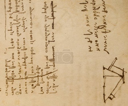 Photo for Manuscript, drawings, blueprints by Leonardo Da Vinci in the old book The Codice Sul Volo, by E. Rouveyre , 1893 - Royalty Free Image