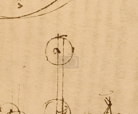 Foto de Manuscrito, dibujos, planos, círculo de Leonardo Da Vinci en el viejo libro The Codice Sul Volo, de E. Rouveyre, 1893 - Imagen libre de derechos