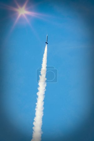 Photo for Flying rocket. Rocket launch. The elements of this image furnished by NASA - Royalty Free Image