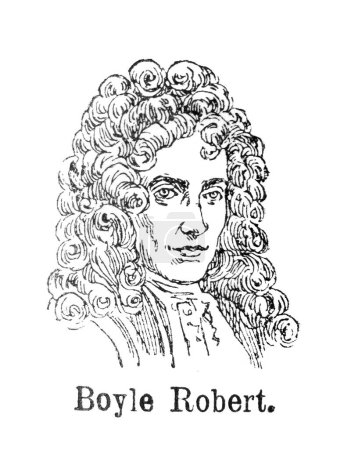 Robert Boyle, anglo-irischer Philosoph in dem alten Buch Encyklopedja, von Olgerbrand, 1898, Warschau