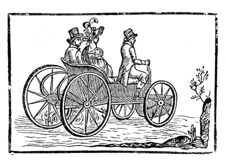Selbstfahrender Dampfwagen im alten Buch Encyklopedja, von Olgerbrand, 1898, Warschau