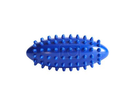 A blue myofascial ball isolated on a white background. Concept of physiotherapy or fitness.