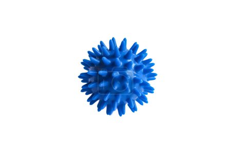 A blue myofascial ball isolated on a white background. Concept of physiotherapy or fitness.