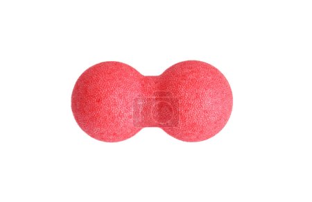 A pink double ball or peanut ball massager isolated on a white background. Fitness equipment. Concept of myofascial release.