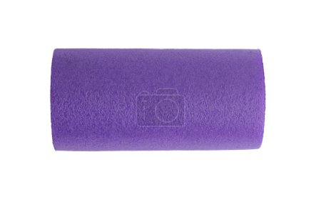 Photo for A purple massage foam roller isolated on a white background. Close-up. Foam rolling is a self myofascial release technique. Concept of fitness equipment. - Royalty Free Image