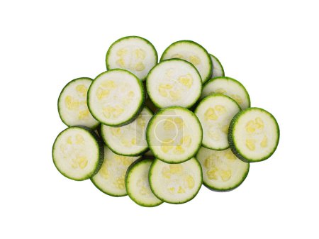 Photo for Slices of zucchini isolated on white background. Top view - Royalty Free Image