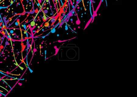 Ilustración de Fantasía abstracta de salpicaduras vectoriales en el diseño de fondo de color negro. ilustración vector diseño. - Imagen libre de derechos
