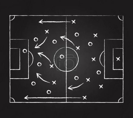 Fond de tableau sombre avec des tactiques de football - Illustration vectorielle