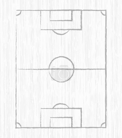 Ilustración de Tácticas de fútbol y fútbol dibujadas con tiza, marcador en un tablero de madera blanco - Ilustración vectorial - Imagen libre de derechos