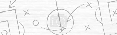 Ilustración de Fondo de pizarra panorámica con marcas oficiales de fútbol dibujadas en tablero de madera blanca - Ilustración vectorial - Imagen libre de derechos