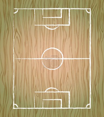 Ilustración de Tácticas de fútbol y fútbol dibujadas con tiza, marcador en un tablero de madera raspada - Ilustración vectorial - Imagen libre de derechos