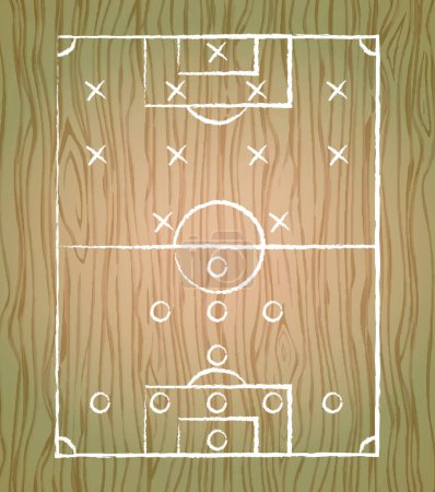 Ilustración de Fondo de pizarra con marcas oficiales de fútbol dibujadas en tablero de madera clara - Ilustración vectorial - Imagen libre de derechos