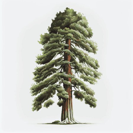 Téléchargez les illustrations : Arbre vert réaliste le plus haut du monde séquoia sur fond blanc - Illustration vectorielle - en licence libre de droit