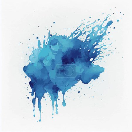Aquarelle encre bleue gouttes liquides colorées ou design éclaboussures, fond artistique - Illustration vectorielle