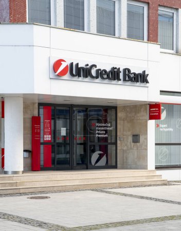 Photo for Zvolen, Slovakia - November, 26, 2023 : UniCredit Bank branch in Zvolen, Slovakia. UniCredit S.p.A. is an international banking group headquartered in Milan. - Royalty Free Image