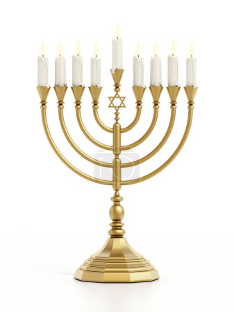Photo for Hanukkah candles isolated on white background. 3D illustration. - Royalty Free Image