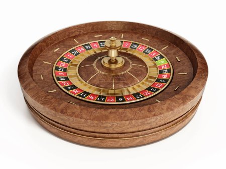 Roulette wheel isolated on white background. 3D illustration.