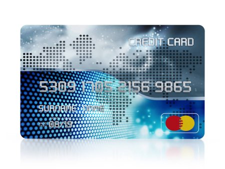 Generische Kreditkarte isoliert auf weißem Hintergrund. 3D-Illustration.