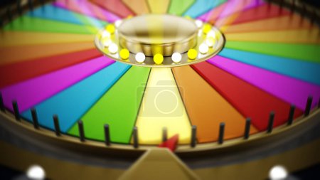 Prize wheel with colored, blank slices. 3D illustration.
