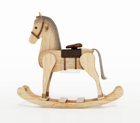 Photo for Rocking horse isolated on white background. 3D illustration. - Royalty Free Image