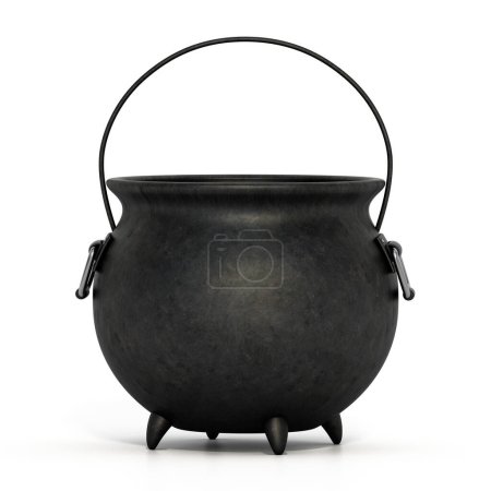 Witch cauldron isolated on white background. 3D illustration.-stock-photo
